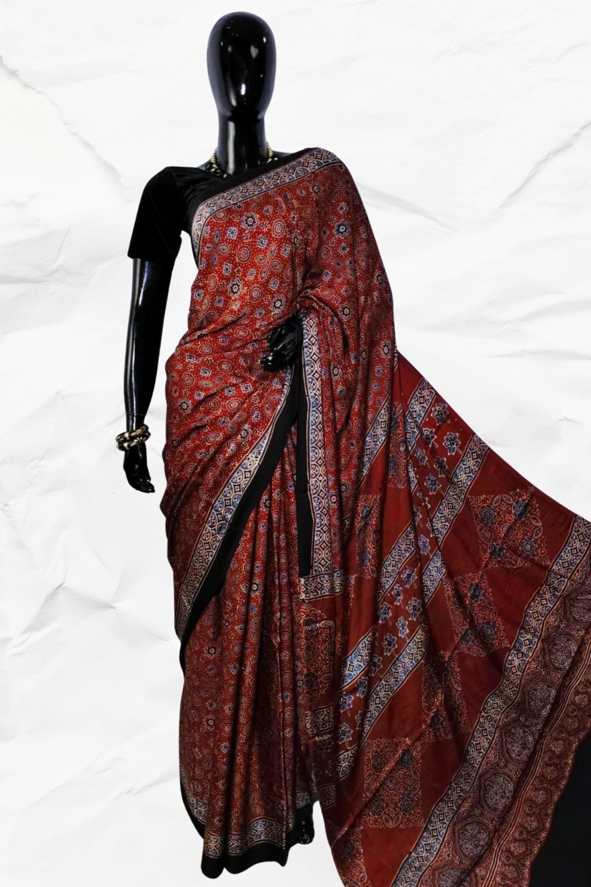 AJRAKH IN MODAL SILK (MD-AJ-KD-66) - BLOCK PRINTED