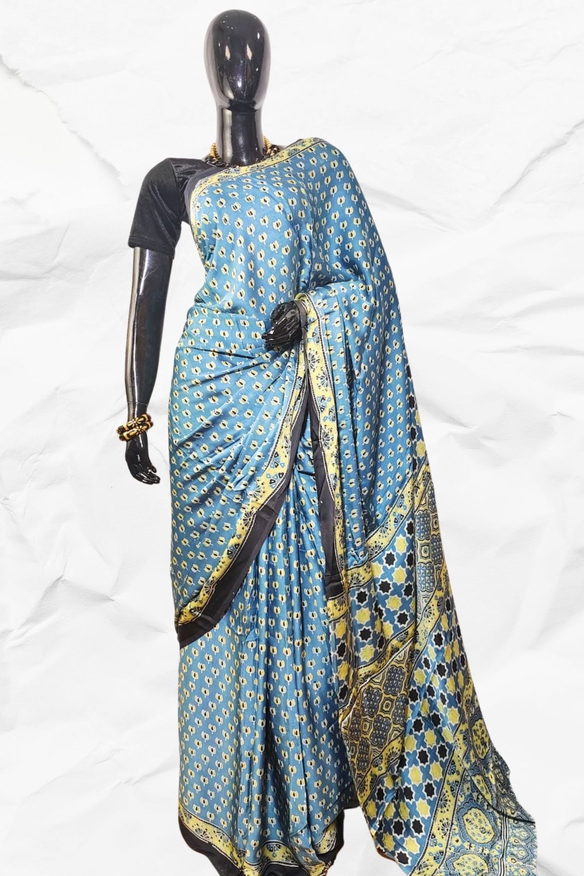 DESIGNER AJRAKH IN MODAL SILK (MD-AJ-KD-67) - BLOCK PRINTED