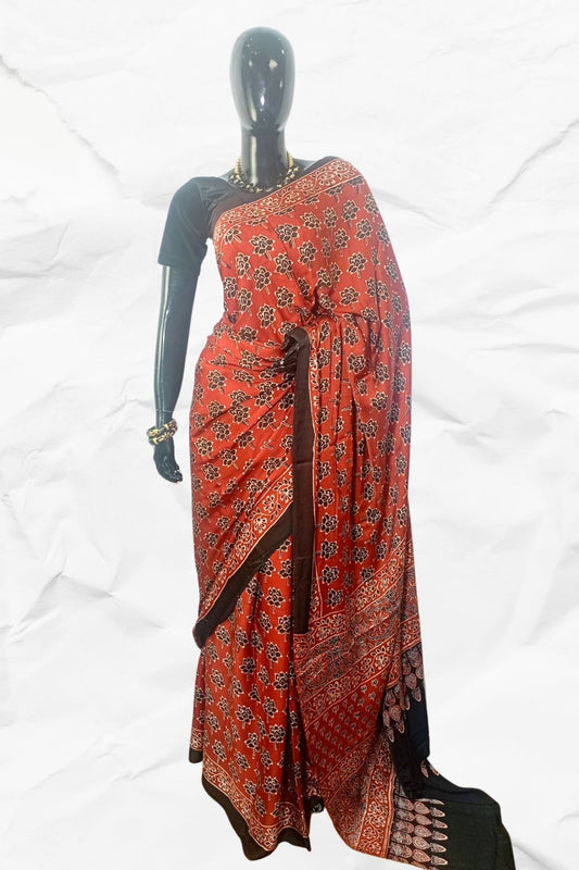 DESIGNER AJRAKH IN MODAL SILK (MD-AJ-KD-68) - BLOCK PRINTED