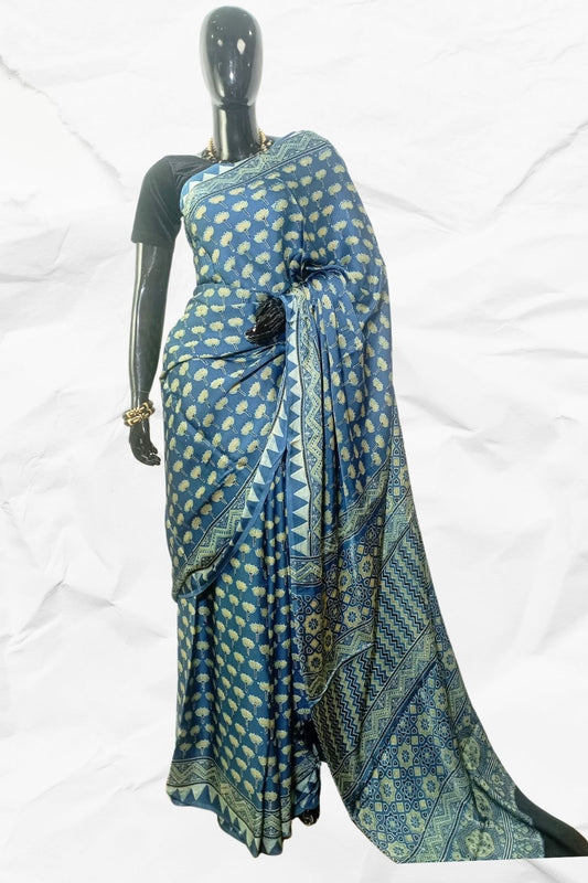 DESIGNER AJRAKH IN MODAL SILK (MD-AJ-KD-70) - BLOCK PRINTED-