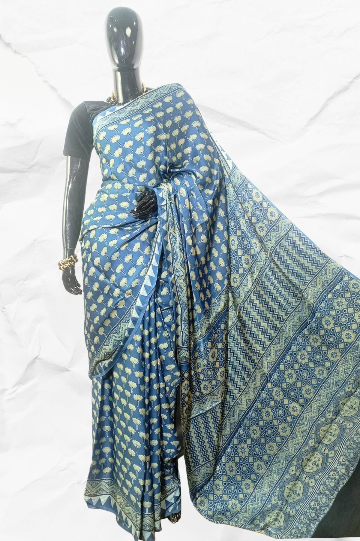 DESIGNER AJRAKH IN MODAL SILK (MD-AJ-KD-70) - BLOCK PRINTED-
