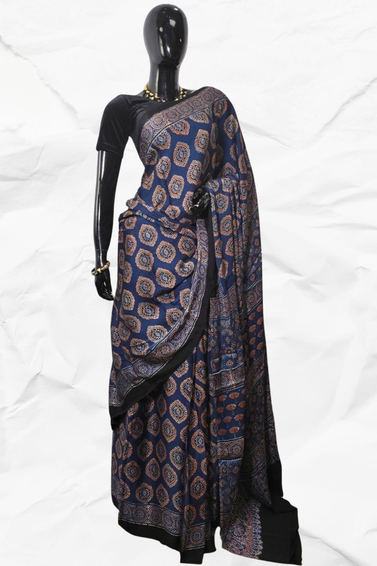 DESIGNER AJRAKH IN MODAL SILK (MD-AJ-KD-74) - BLOCK PRINTED