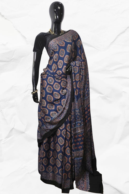 DESIGNER AJRAKH IN MODAL SILK (MD-AJ-KD-74) - BLOCK PRINTED