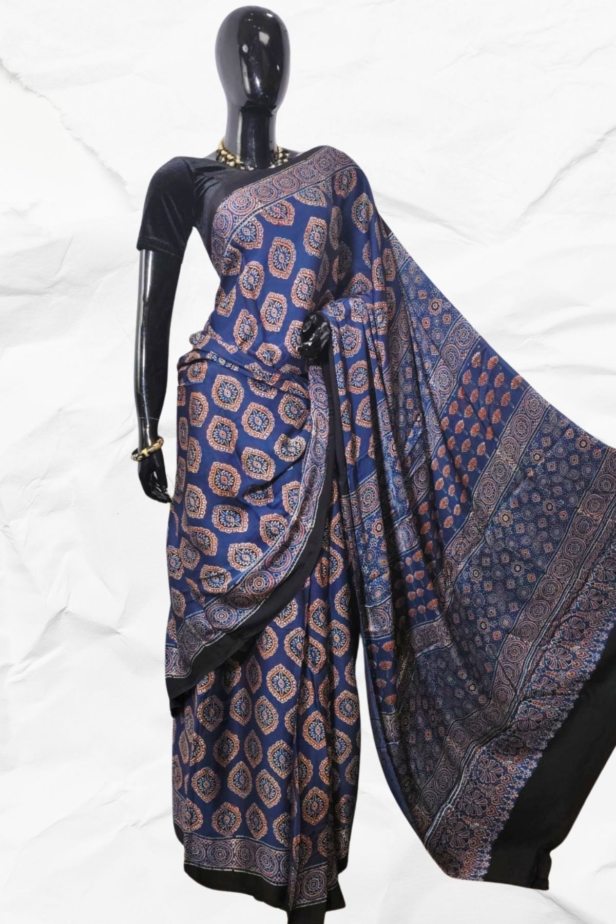 DESIGNER AJRAKH IN MODAL SILK (MD-AJ-KD-74) - BLOCK PRINTED