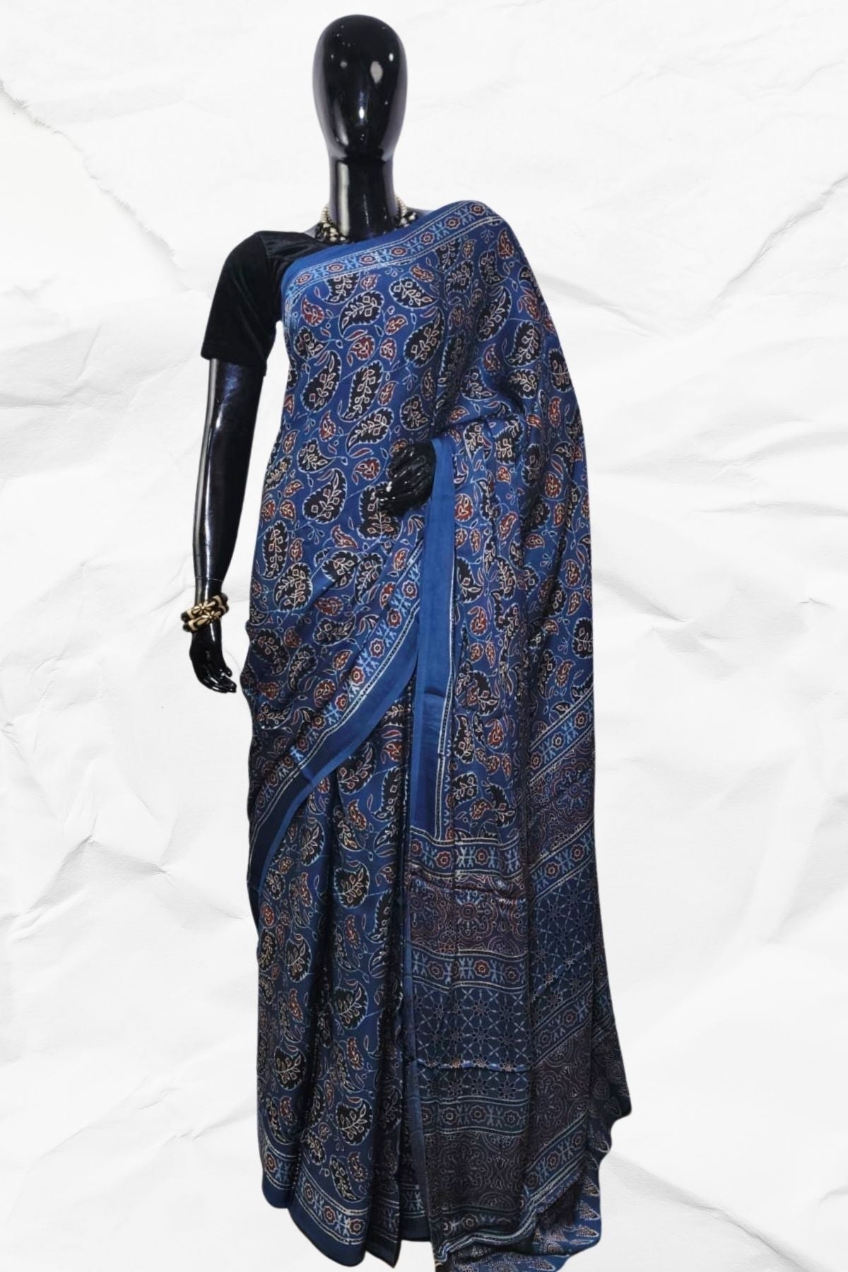AJRAKH IN MODAL SILK (MD-AJ-KD-77) - BLOCK PRINTED