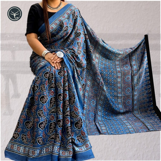 AJRAKH IN MODAL SILK (MD-AJ-KD-77) - BLOCK PRINTED