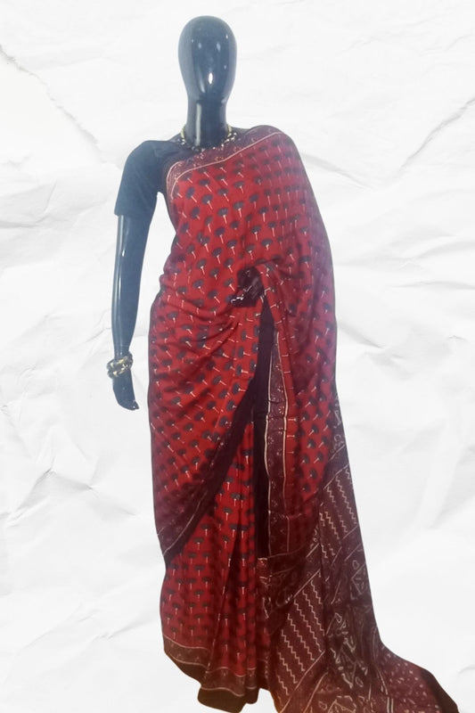 DESIGNER AJRAKH IN MODAL SILK (MD-AJ-KD-79) - BLOCK PRINTED