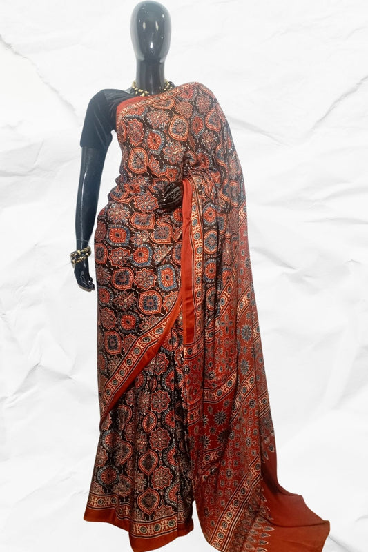 AJRAKH IN MODAL SILK (MD-AJ-KD-86) - BLOCK PRINTED