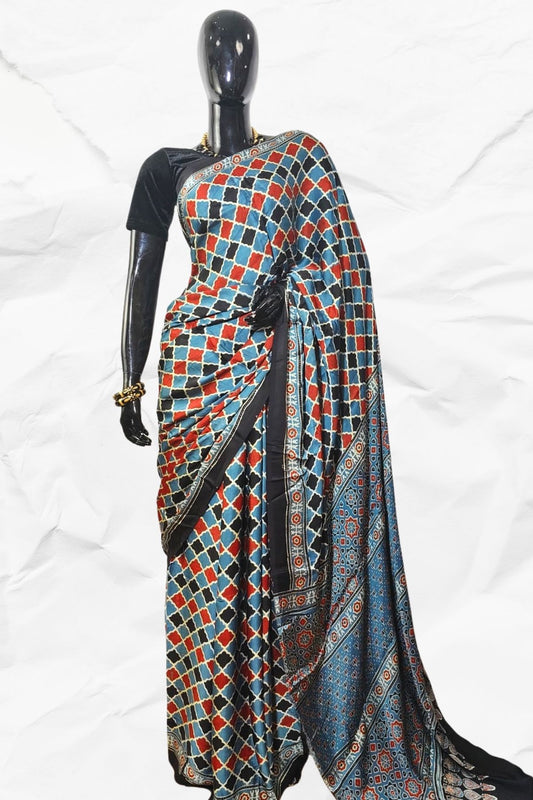 AJRAKH IN MODAL SILK (MD-AJ-KD-93) - BLOCK PRINTED