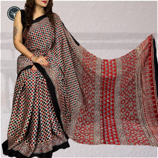 AJRAKH IN MODAL SILK (MD-AJ-KD-83) - BLOCK PRINTED