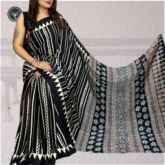 AJRAKH IN MODAL SILK (MD-AJ-KD-84) - BLOCK PRINTED