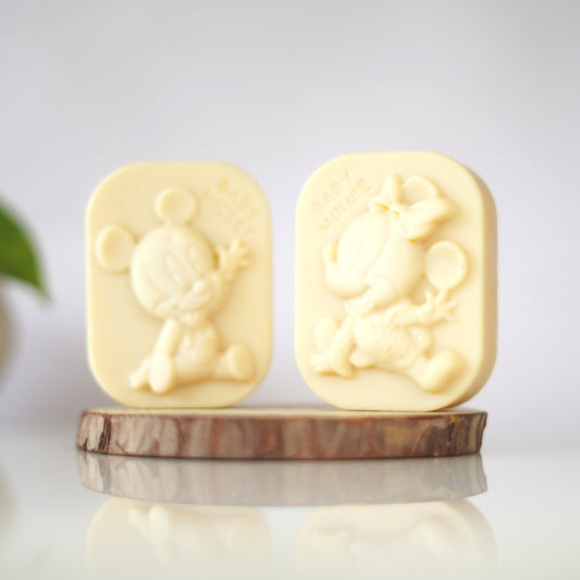 KIDS MANGO BUTTER SOAP, WHITE (PACK OF 2 - MICKEY AND MINNIE SHAPE SOAPS)