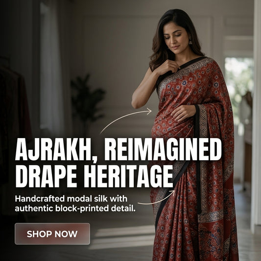 DESIGNER AJRAKH IN MODAL SILK (MD-AJ-KD-68) - BLOCK PRINTED