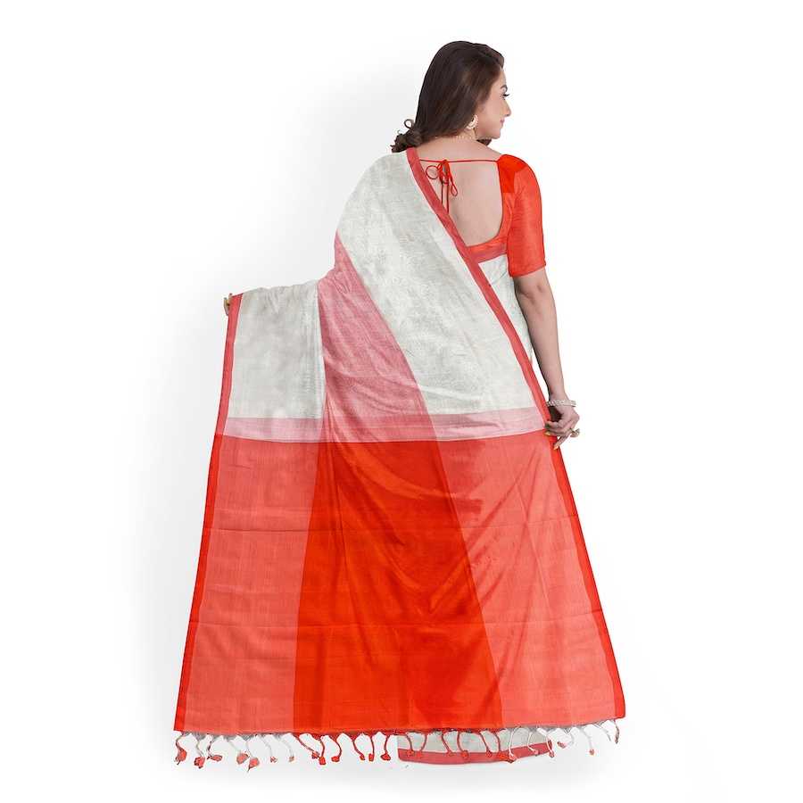 Mangalagiri Silk Cotton saree in Red and White