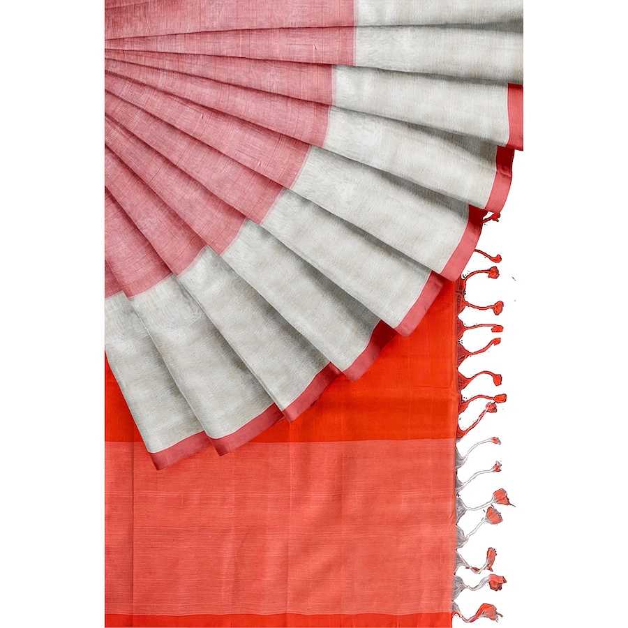 Mangalagiri Silk Cotton saree in Red and White