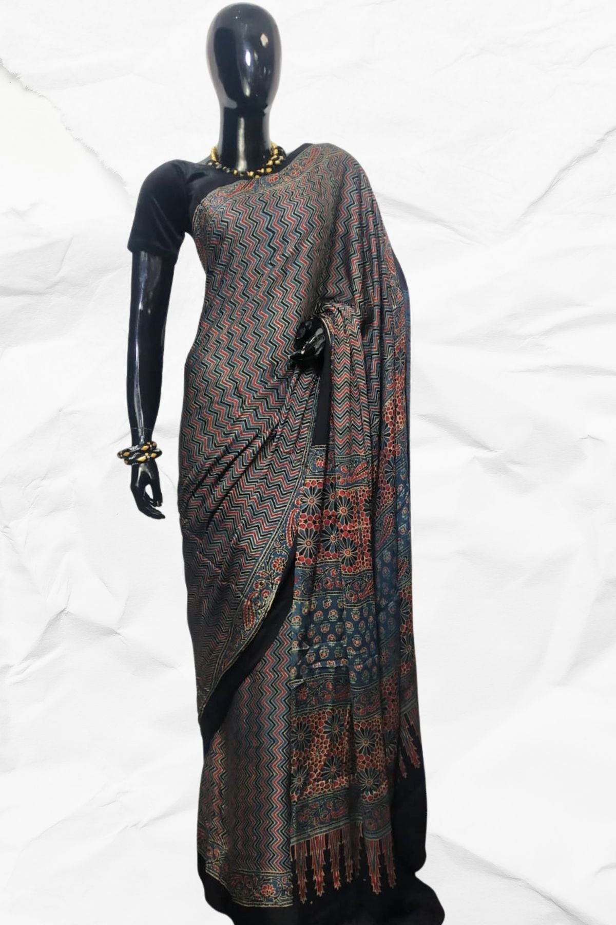 AJRAKH IN MODAL SILK (MD-AJ-NEW-01) - BLOCK PRINTED