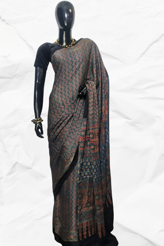 AJRAKH IN MODAL SILK (MD-AJ-NEW-01) - BLOCK PRINTED