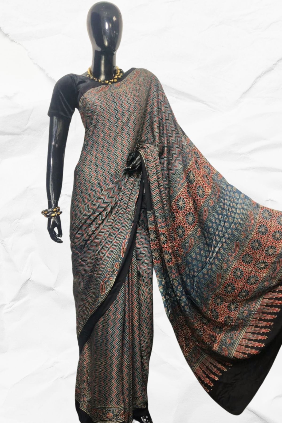 AJRAKH IN MODAL SILK (MD-AJ-NEW-01) - BLOCK PRINTED
