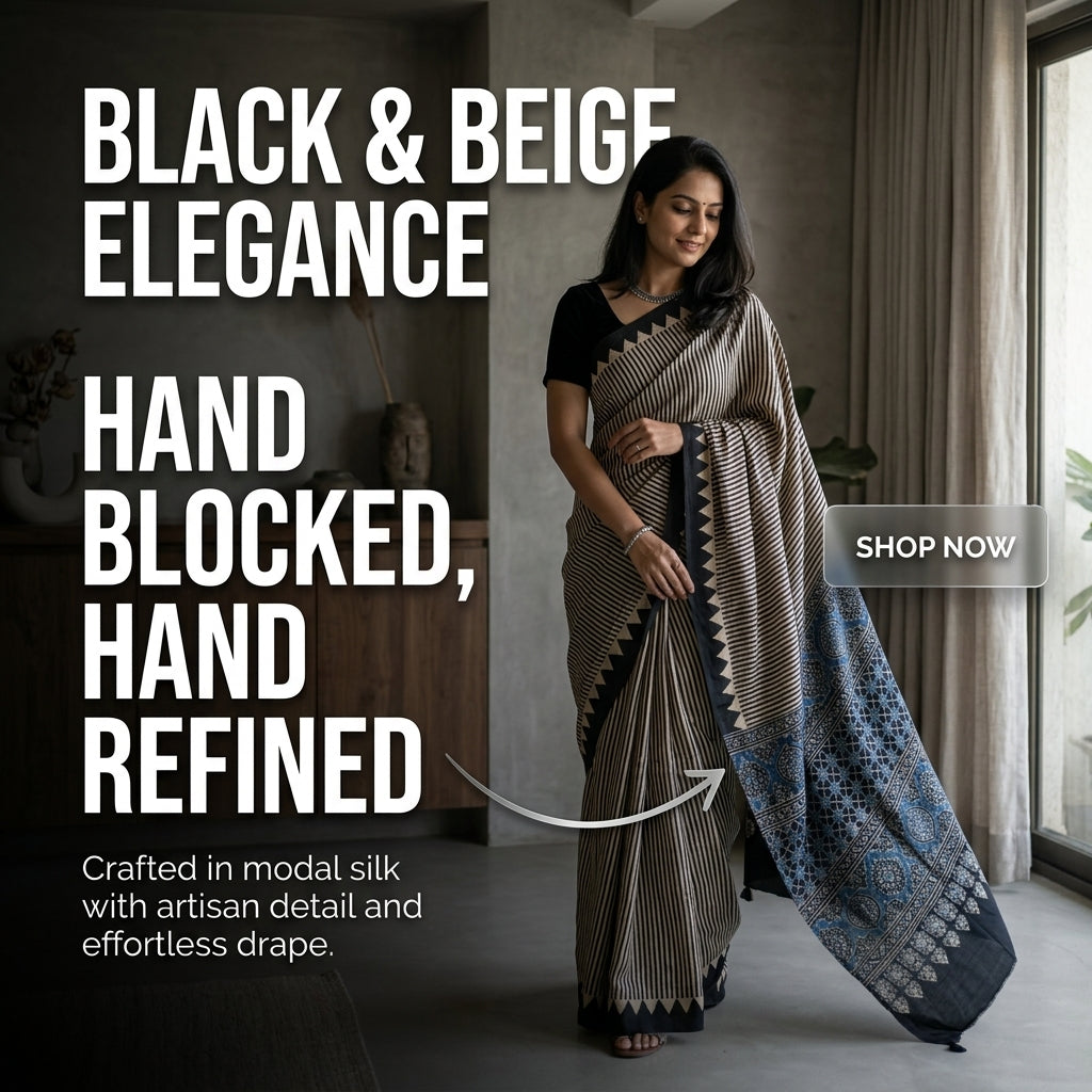 AJRAKH IN MODAL SILK (MD-AJ-KD-82) - BLOCK PRINTED