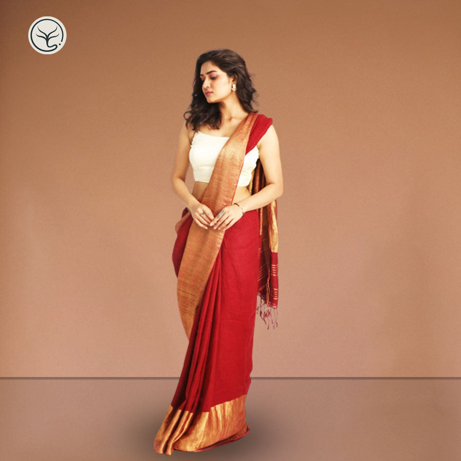 PURE LINEN ON LINEN SAREE.