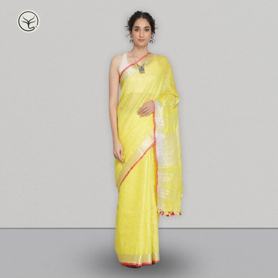 PURE LINEN ON LINEN SAREE