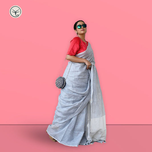 PURE LINEN ON LINEN SAREE