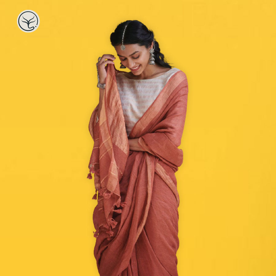 PURE LINEN ON LINEN SAREE