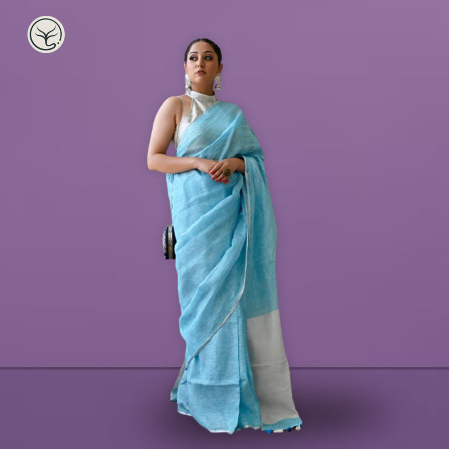 PURE LINEN ON LINEN SAREE