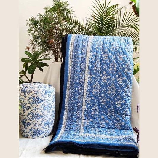 RAZAIS HAND QUILTED AND BLOCK PRINTED IN BLUE AND WHITE