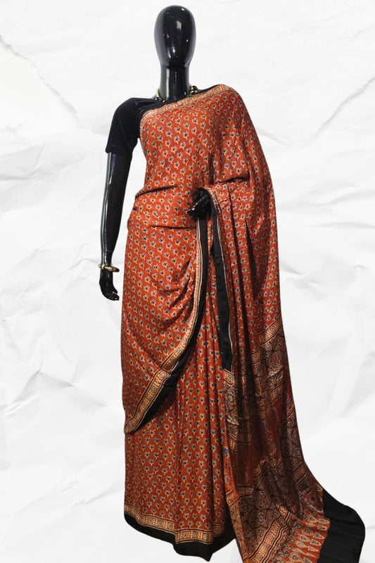 AJRAKH IN MODAL SILK (MD-AJ-SH-18)- BLOCK PRINTED