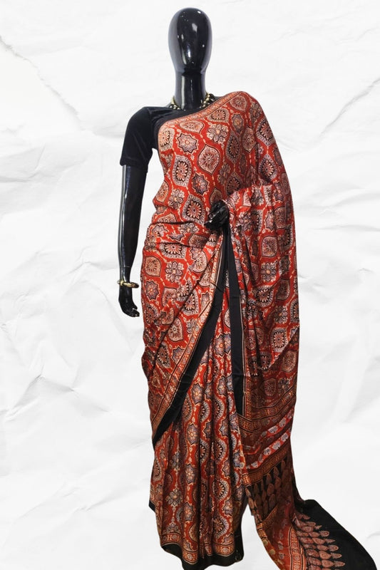 AJRAKH IN MODAL SILK (MD-AJ-SH-20)- BLOCK PRINTED