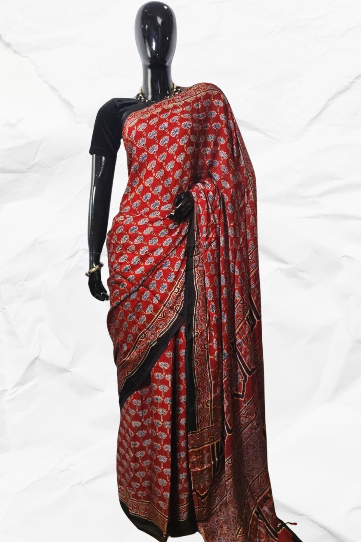 AJRAKH IN MODAL SILK (MD-AJ-SH-21)- BLOCK PRINTED