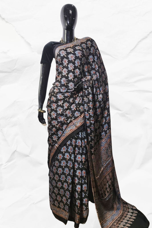 AJRAKH IN MODAL SILK (MD-AJ-SH-23)- BLOCK PRINTED