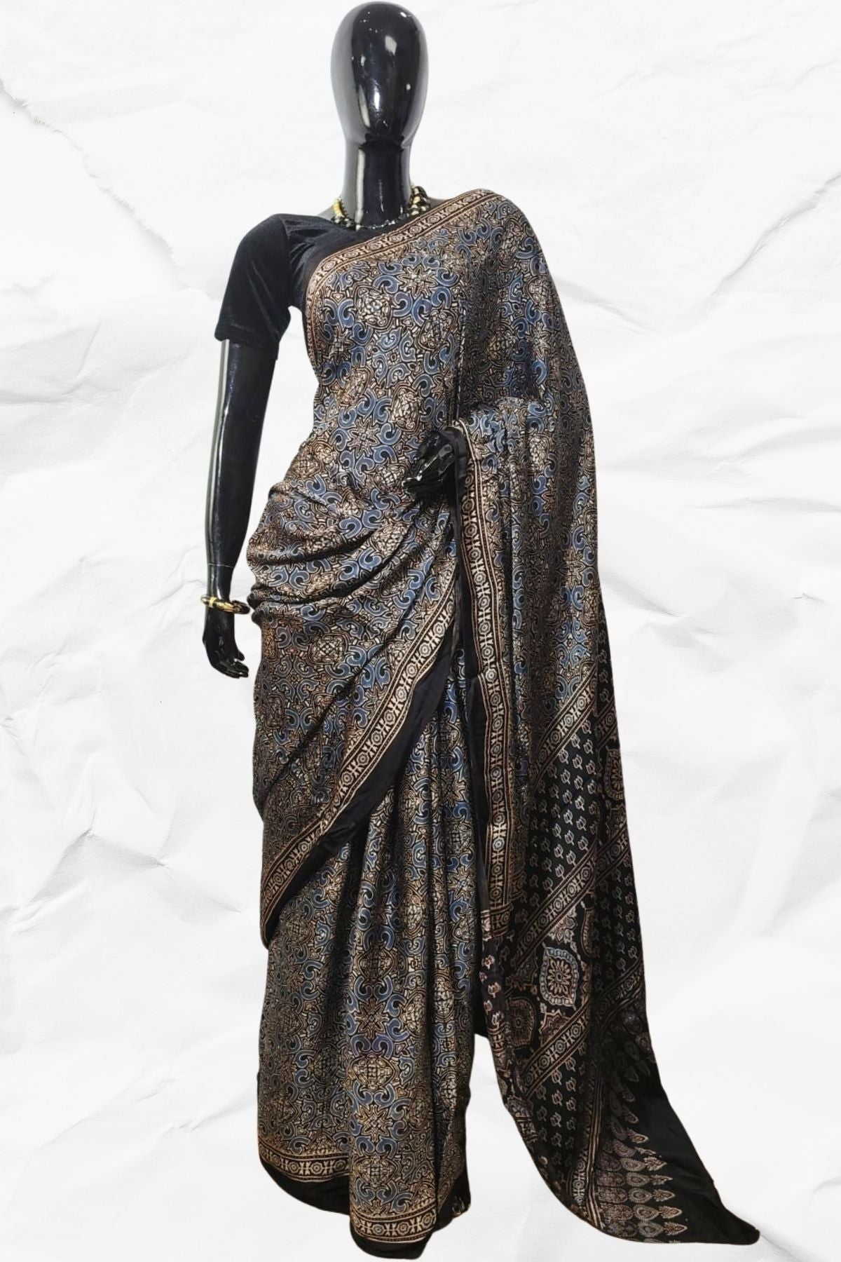 AJRAKH IN MODAL SILK (MD-AJ-SH-24)- BLOCK PRINTED