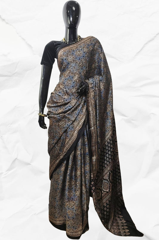 AJRAKH IN MODAL SILK (MD-AJ-SH-24)- BLOCK PRINTED