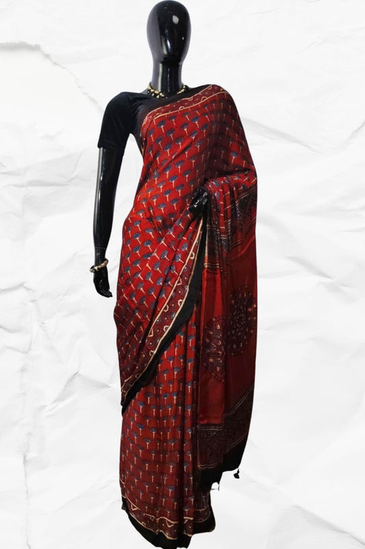 AJRAKH IN MODAL SILK (MD-AJ-SH-27)- BLOCK PRINTED