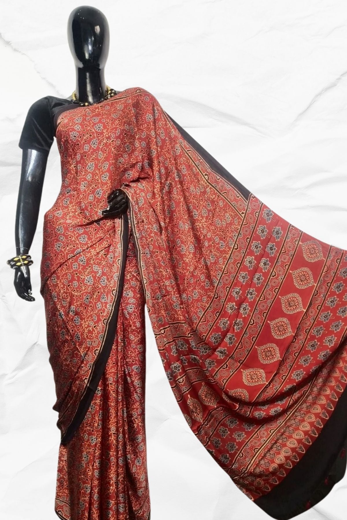 AJRAKH IN MODAL SILK (MD-AJ-SH-32) - BLOCK PRINTED