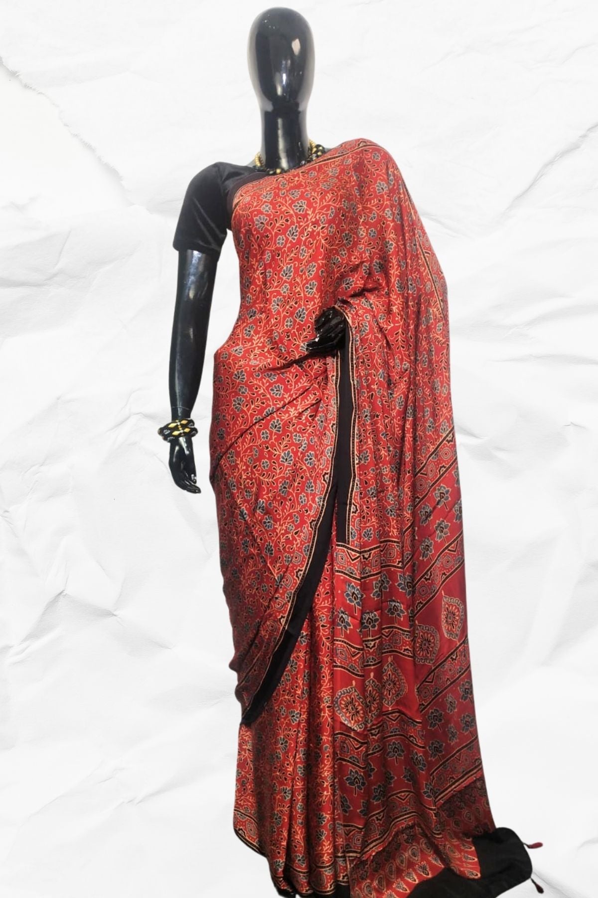 AJRAKH IN MODAL SILK (MD-AJ-SH-32) - BLOCK PRINTED