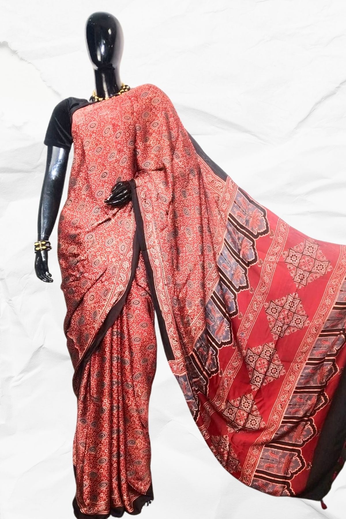 AJRAKH IN MODAL SILK (MD-AJ-SH-34) - BLOCK PRINTED