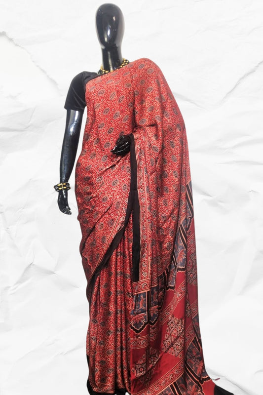 AJRAKH IN MODAL SILK (MD-AJ-SH-34) - BLOCK PRINTED