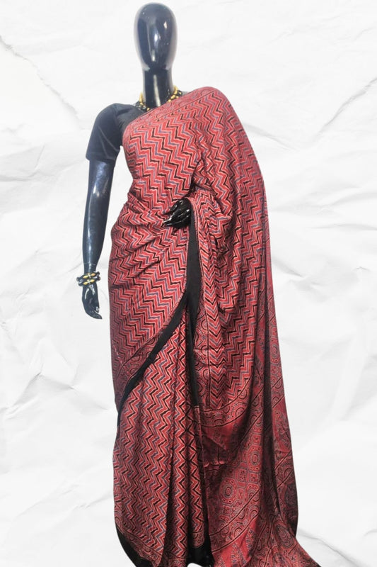 AJRAKH IN MODAL SILK (MD-AJ-SH-35) - BLOCK PRINTED