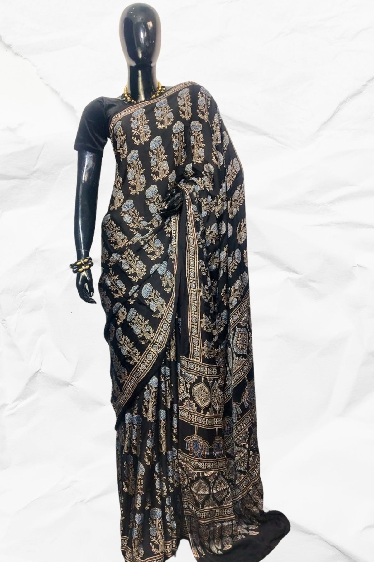 AJRAKH IN MODAL SILK (MD-AJ-SH-36) - BLOCK PRINTED