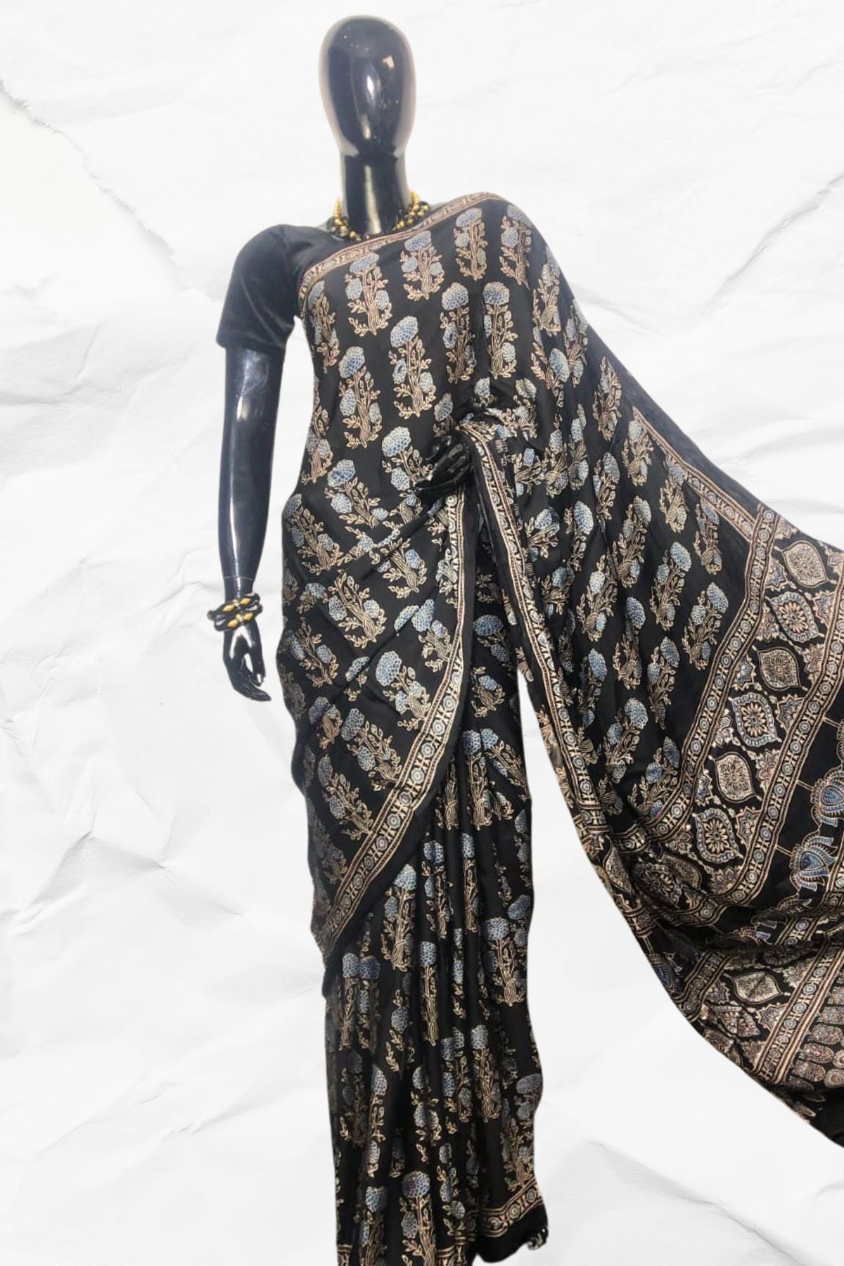AJRAKH IN MODAL SILK (MD-AJ-SH-36) - BLOCK PRINTED