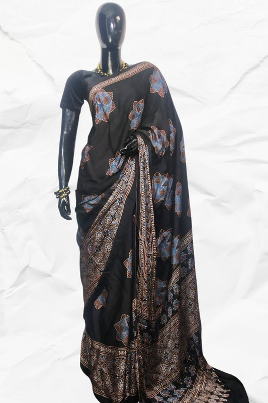 AJRAKH IN MODAL SILK (MD-AJ-SH-37) - BLOCK PRINTED