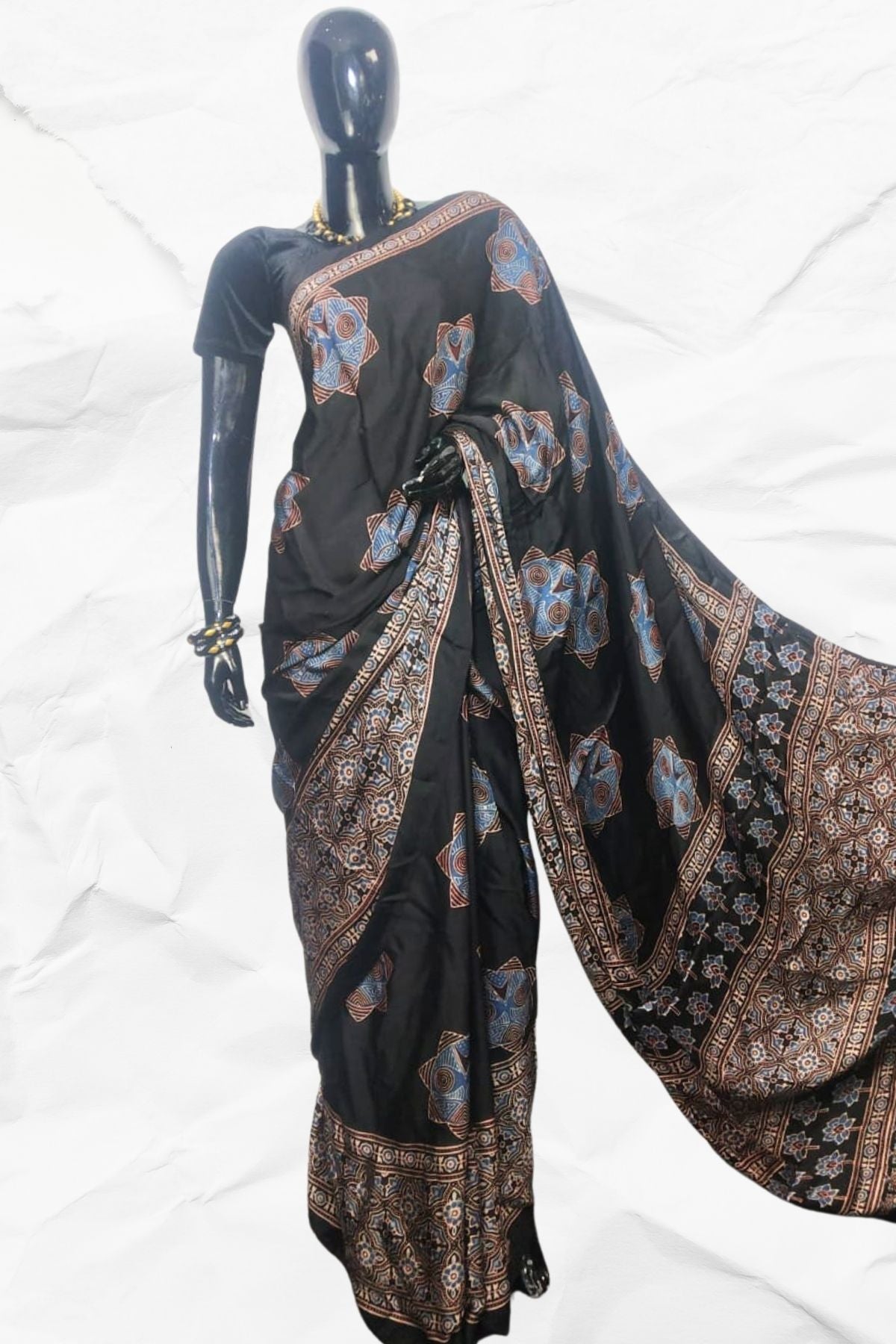 AJRAKH IN MODAL SILK (MD-AJ-SH-37) - BLOCK PRINTED