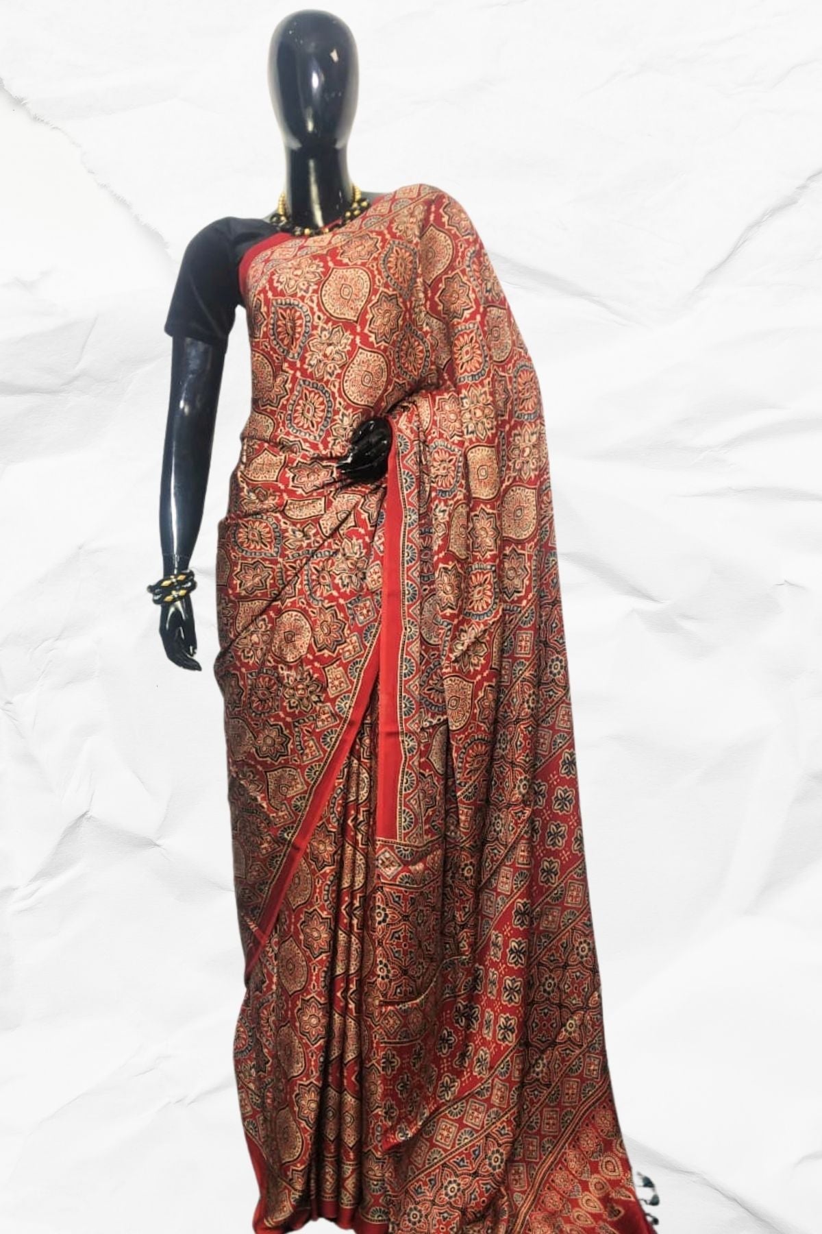 AJRAKH IN MODAL SILK (MD-AJ-SH-39) - BLOCK PRINTED