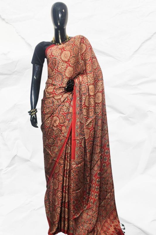 AJRAKH IN MODAL SILK (MD-AJ-SH-39) - BLOCK PRINTED