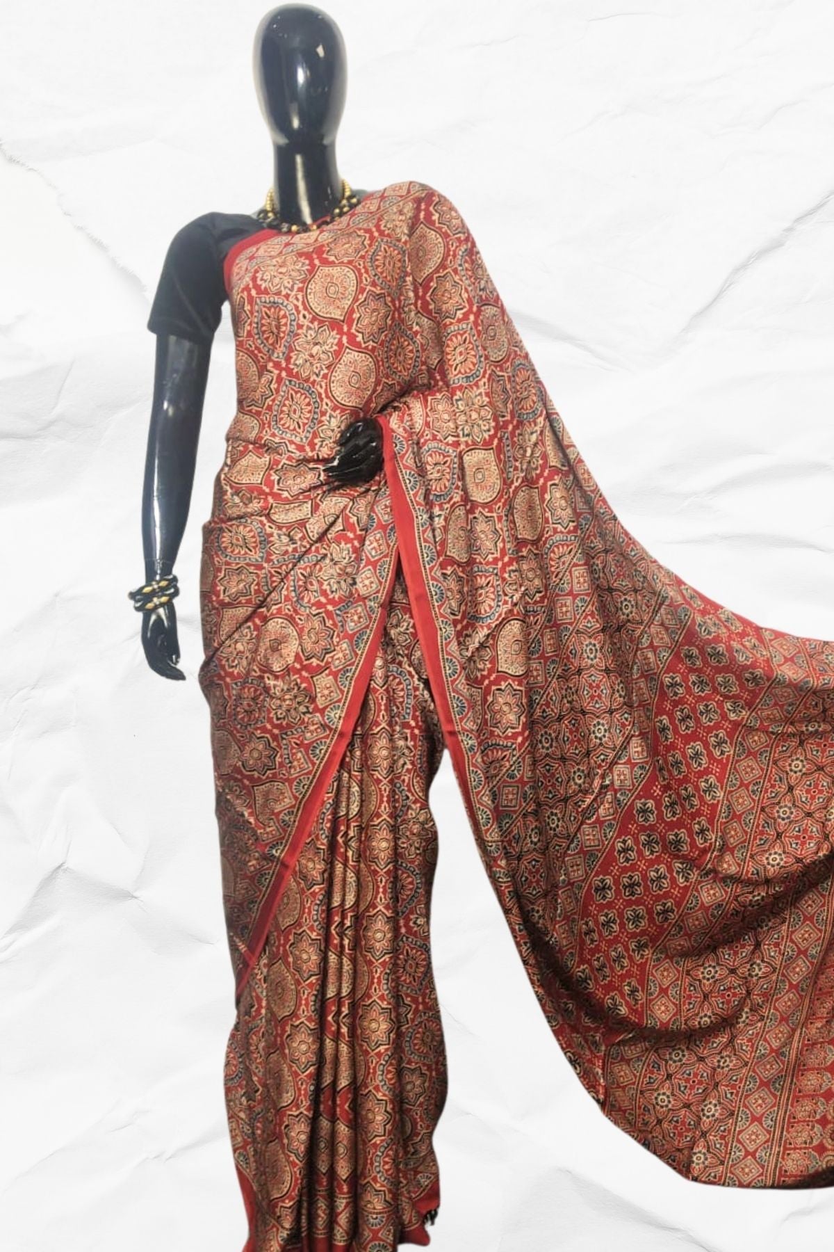 AJRAKH IN MODAL SILK (MD-AJ-SH-39) - BLOCK PRINTED