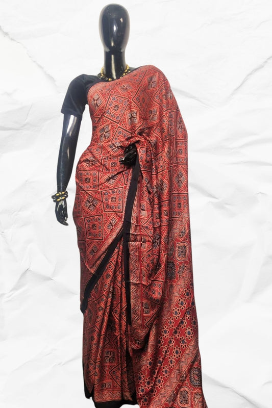 AJRAKH IN MODAL SILK (MD-AJ-SH-40) - BLOCK PRINTED
