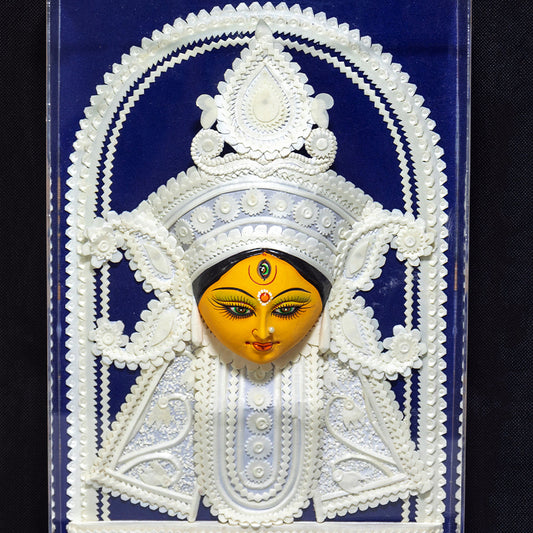 SHOLA DURGA- CLAY FACE IN ACRYLIC BOX